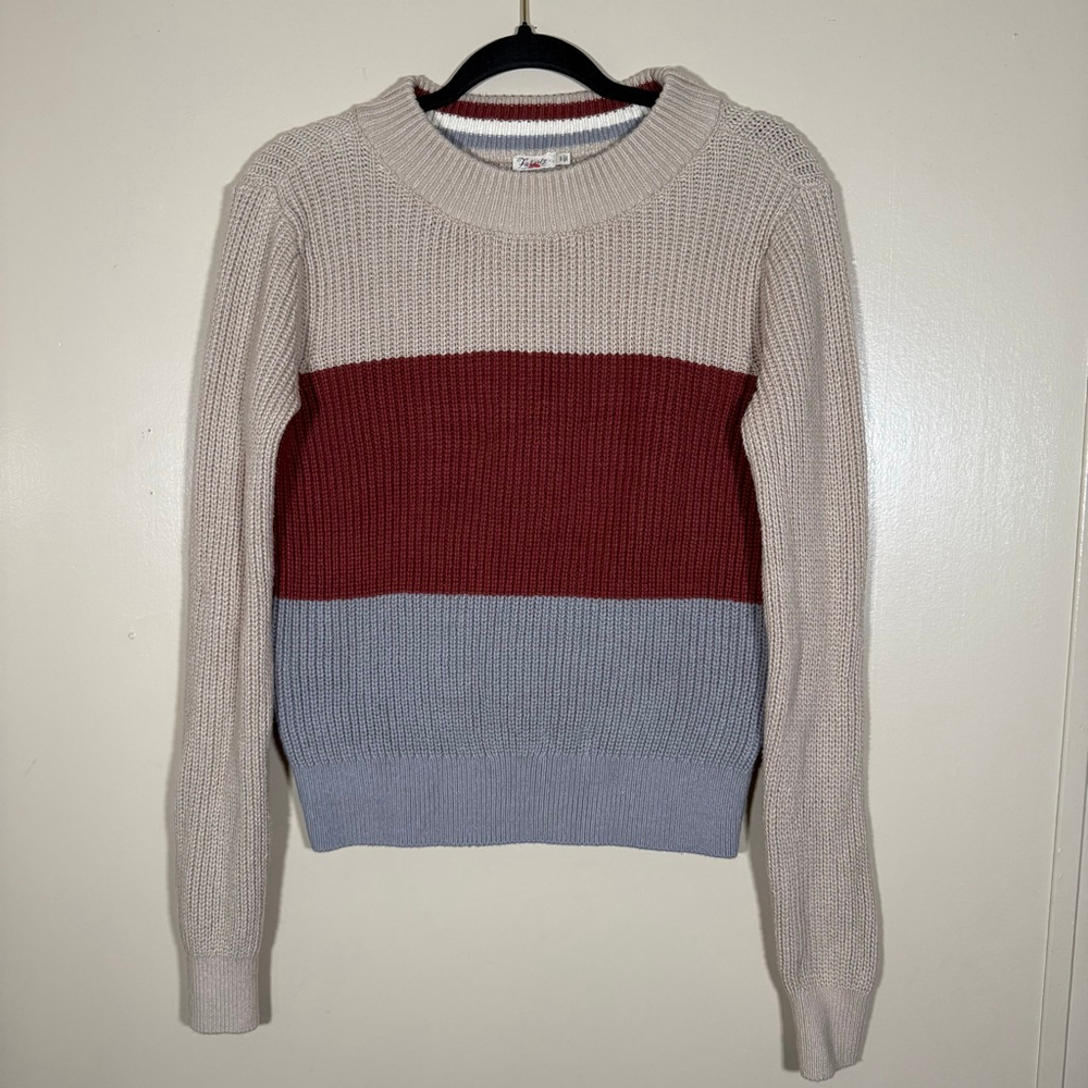 Faherty Women’s Cozy Cotton Crew Color-block Granola Fisherman Sweater Small - Picture 4 of 10